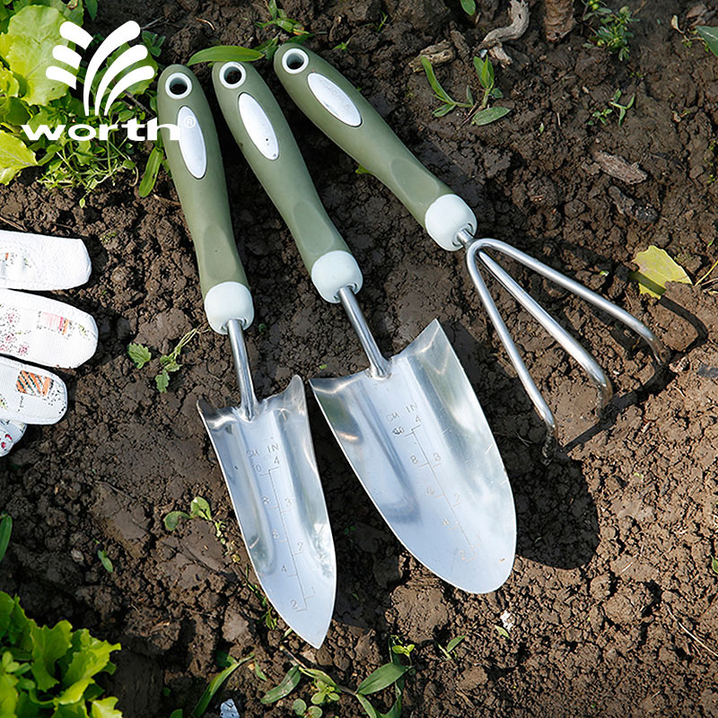 Waschworth Horticultural Stainless Steel Shovel Tool 3 Piece Set Home Potted Planted Flower Shovel Growing Vegetables Digging Shovel Outdoors