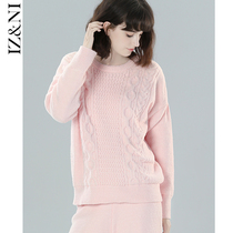 IIZZINI pajamas women winter long sleeves soft cotton warm simple hemp pattern trousers home clothing set women