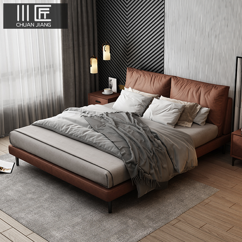 Will-style Light Lavish Tech Cloth Art Bed Master Bedroom Nordic Twin Beds Ins Nets Red Bed Modern Minima Soft Bunk Bed 1 8 m