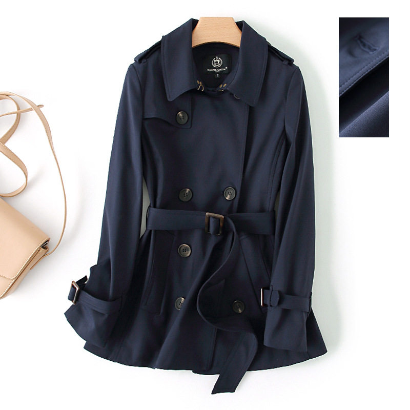 Foreign trade export tail single cut mark shopping mall withdrawal discount large size European and American wind tail goods autumn medium and long version of the trench coat coat