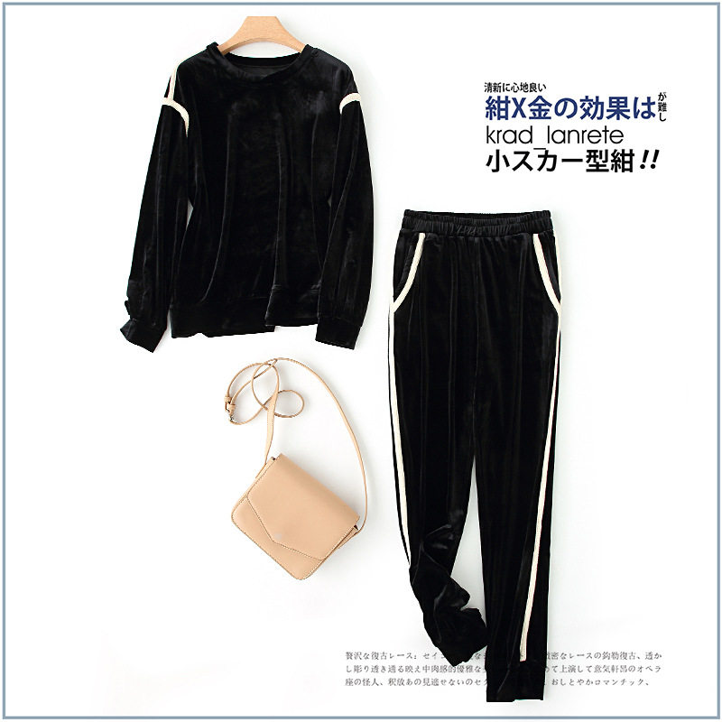 Light Extravagant Special Cabinet High-end Discount Cut Mark Foreign Trade Original Single Large Size Scale Early Fall Acrosse Gold Velvet Casual Pants Suit