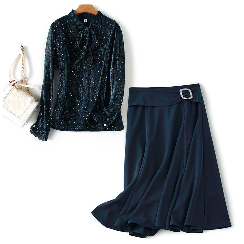 Export European and American Yu Shan Special cabinet big brand foreign trade original single cut and tail goods bright sheet butterfly knot shirt half body dress suit