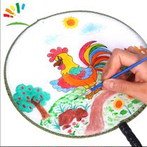 Room Palace fan French long silk fan embroidery Group fan painting diy fan round fan tassel art accessories children