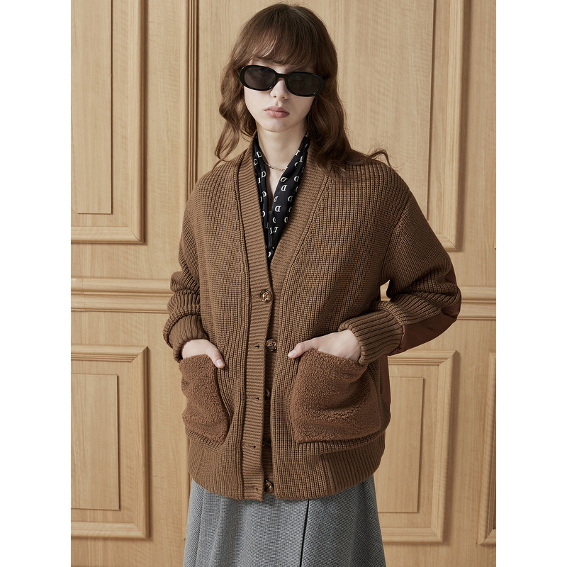 Dkny Donna Karan Autumn Women's Top High-End Pocket Patchwork Jacket Casual Coat