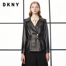 Кожаная куртка dkny/唐可娜儿夏季翻领收腰真皮绵羊皮女式皮衣夹克 3214490