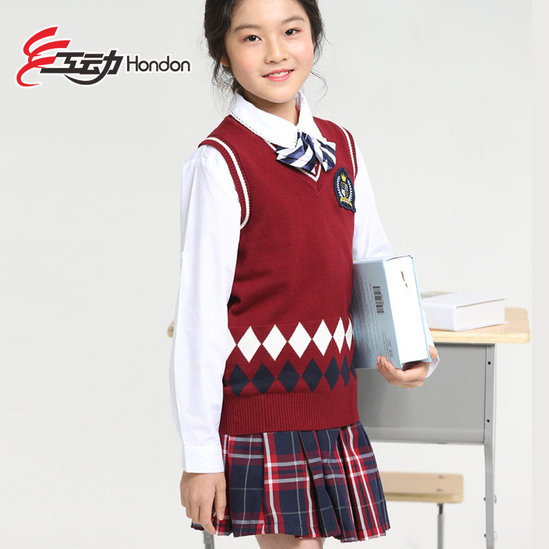 British school uniform suit spring and autumn clothes male and female students college style casual campus style girls top skirt wool vest