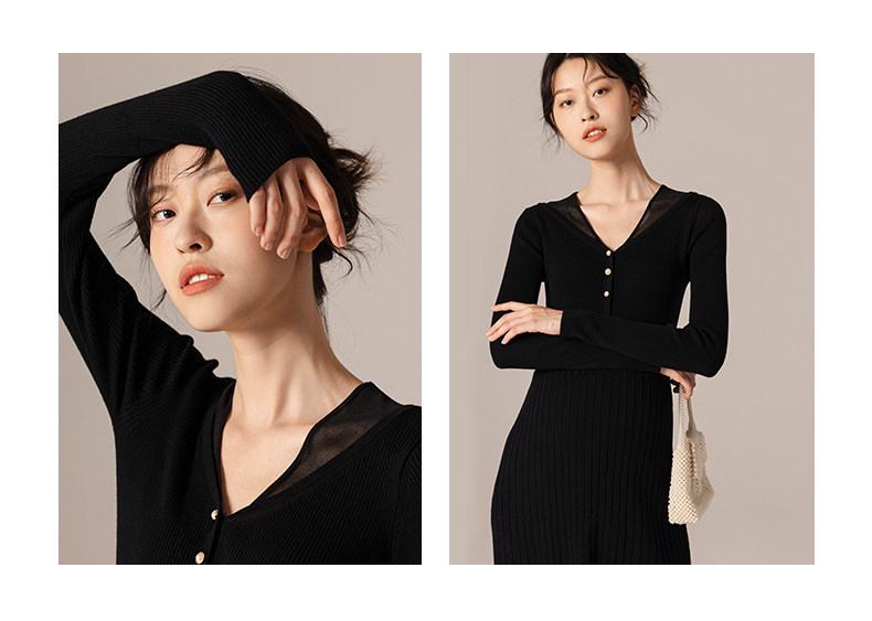 2013L811 Dark Black Transparent Stitching Mao Weaving Floud_16.jpg