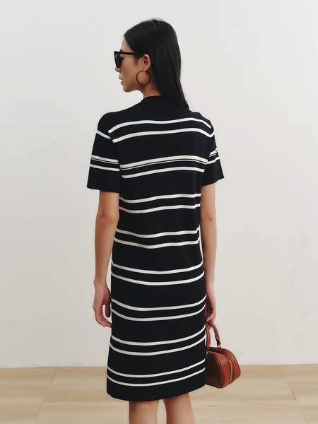 Sellynear Maternity Dress for Summer Wear 2026 New Fashion Striped Color-Blocking Pregnancy Knitted Nursing Dress — 5