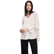 SELLYNEAR new spring tops for pregnant women fashionable French loose commuting V-neck slit pearl button shirt