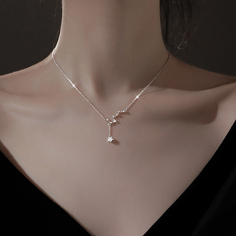 PT 950 Beidou seven star platinum necklady Xia new 18 k gold kkull chain to give girlfriend birthday present
