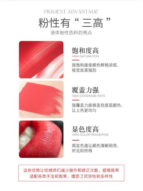 Yd Water-Based Pigment for Lip Tattoo, High Saturation, High Color Rendering, Easy to Apply for Eyebrows, Eyes, and Lips, European Lip Color