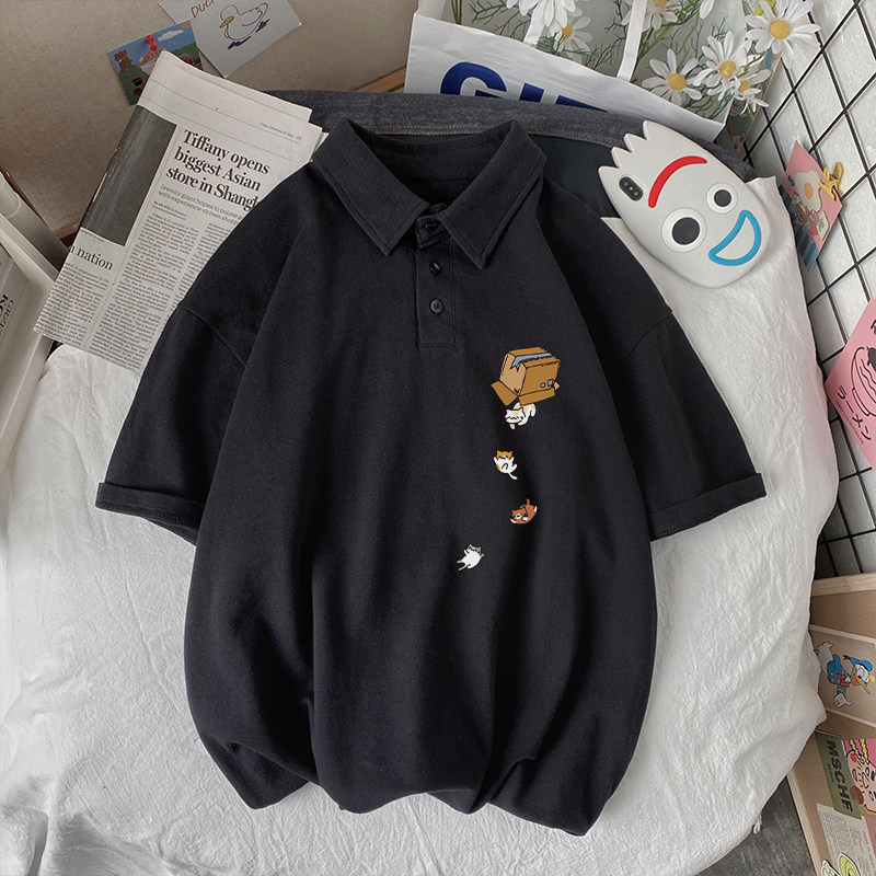 Tide, летняя трендовая футболка polo, японская футболка с коротким рукавом, большой размер 
