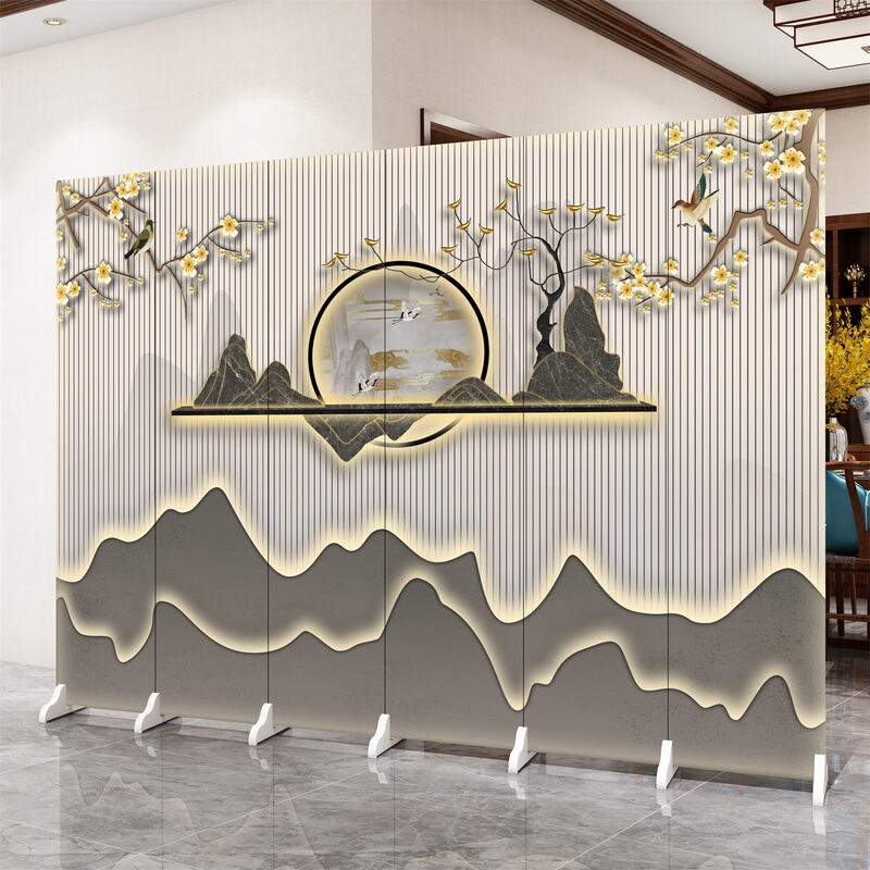 Chinese-Style Screen Partition for Living Room, Landscape Design, Solid Wood, Foldable, Office Entrance, Movable, Blocking Screen, Small Apartment Chinese-Style Screen Partition for Living Room, Landscape Design, Solid Wood, Foldable, Office Entrance, Movable, Blocking Screen, Small Apartment