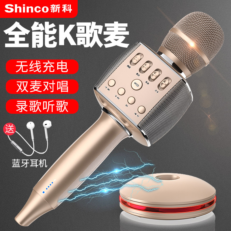 New Section D35 microphone mobile phone K song theorizer singing all-round wireless Bluetooth TV home sound mic integrated