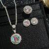 Rose cut brilliant three-dimensional flower zircon necklace earrings