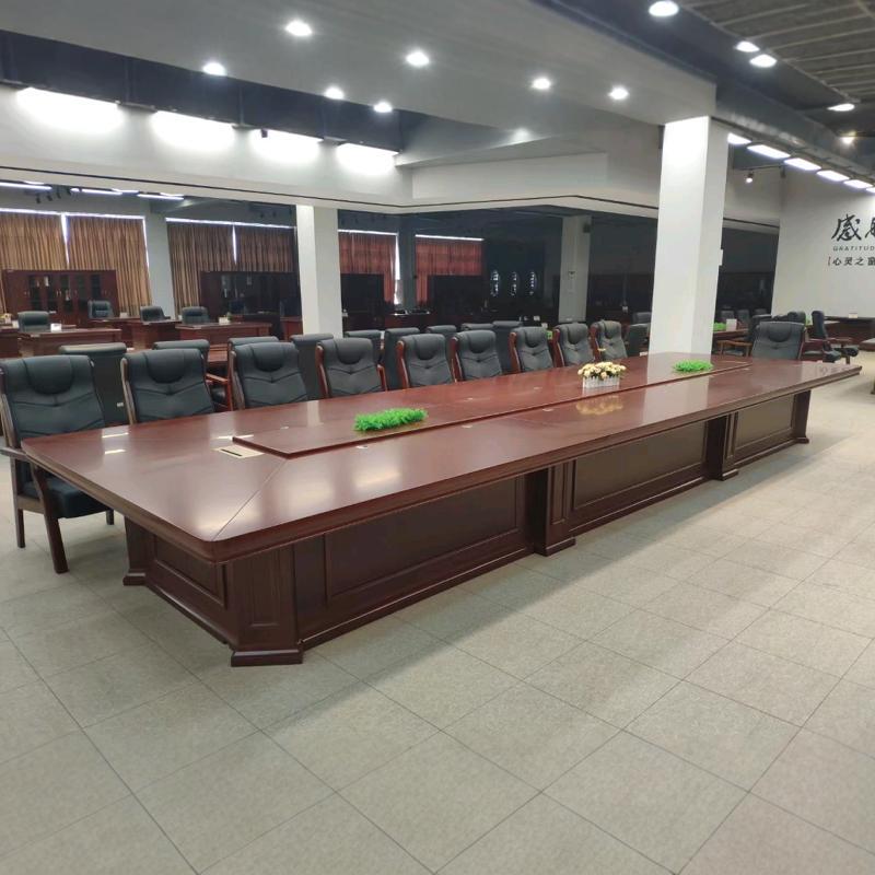Office Furniture Conference Table Paint Solid Wood Leather Rectangular Large Negotiation Table Strip Table Long Table Rectangular Meeting Table