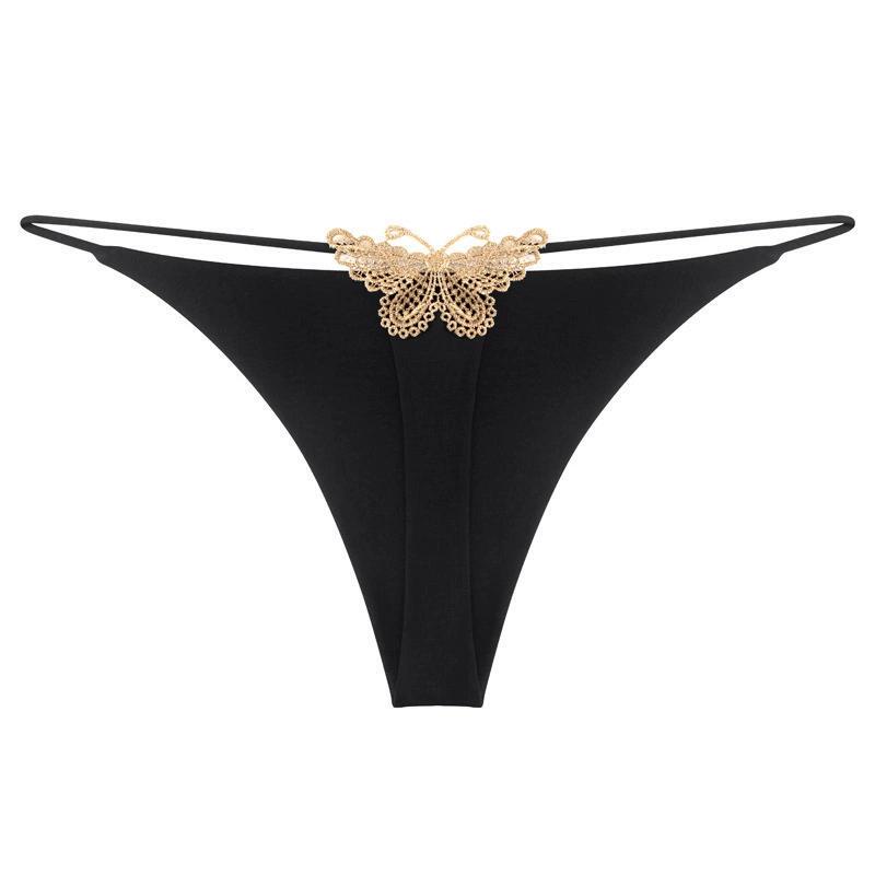 Women's Double-Layered Thin Strap Sexy Bow Embroidered Thong One-Piece Lightweight Comfortable Underwear Hot Women's Underwear