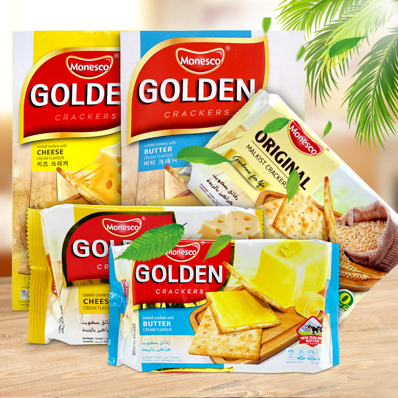 Indonesia imported Monesco Mosco cream cheese flavored coated soda biscuits 120g*4 bags of casual snacks