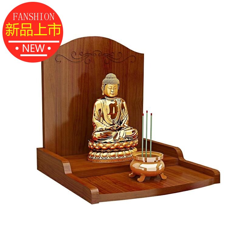 Folding Wing Solid Wood Divine Niche Wealth God Guanyin Hanging Cabinet Buddha Niches Memorial Altar Wall-mounted Buddha Stands For The Terrace God-Tai Guan Gong