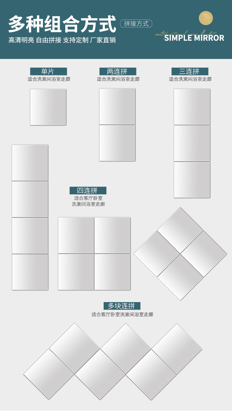 Gương toàn thân gương nữ mặc quần áo gương sàn gương tường nhà sinh viên ký túc xá lắp gương treo tường khâu dán gương - Gương gương decor treo tường