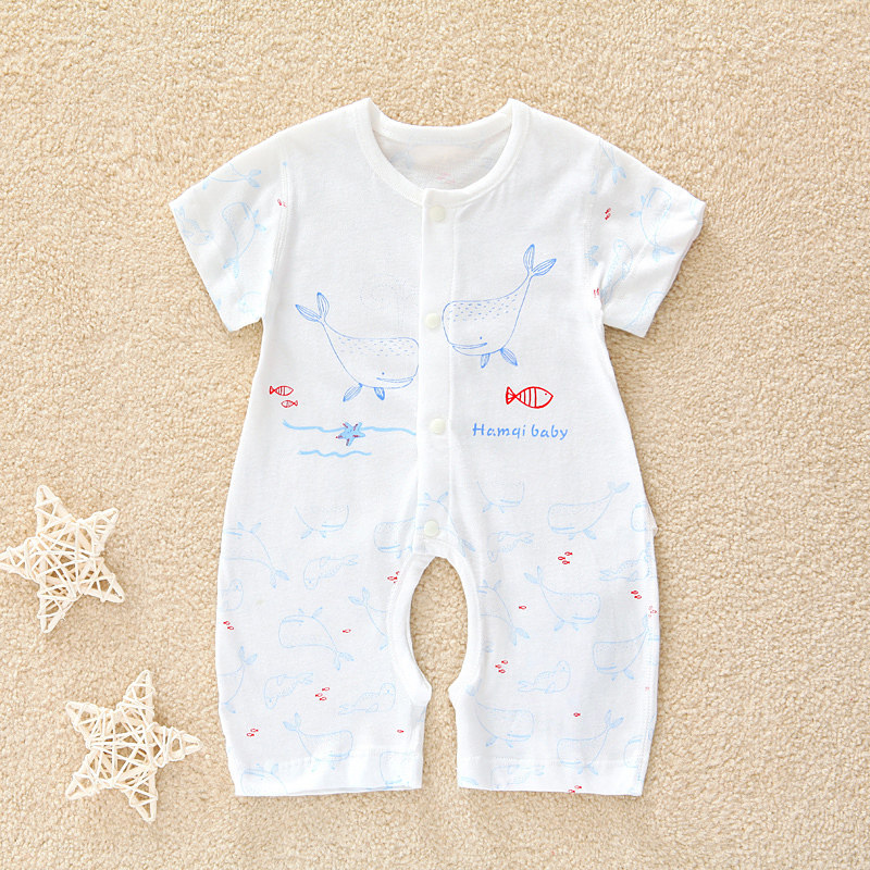 Baby Short Sleeve Khacoat Newborns Pure Cotton One-piece Clothes Baby Open Crotch Climbing Toddler Toddler Body Clothes Slim Fit Summer Dress