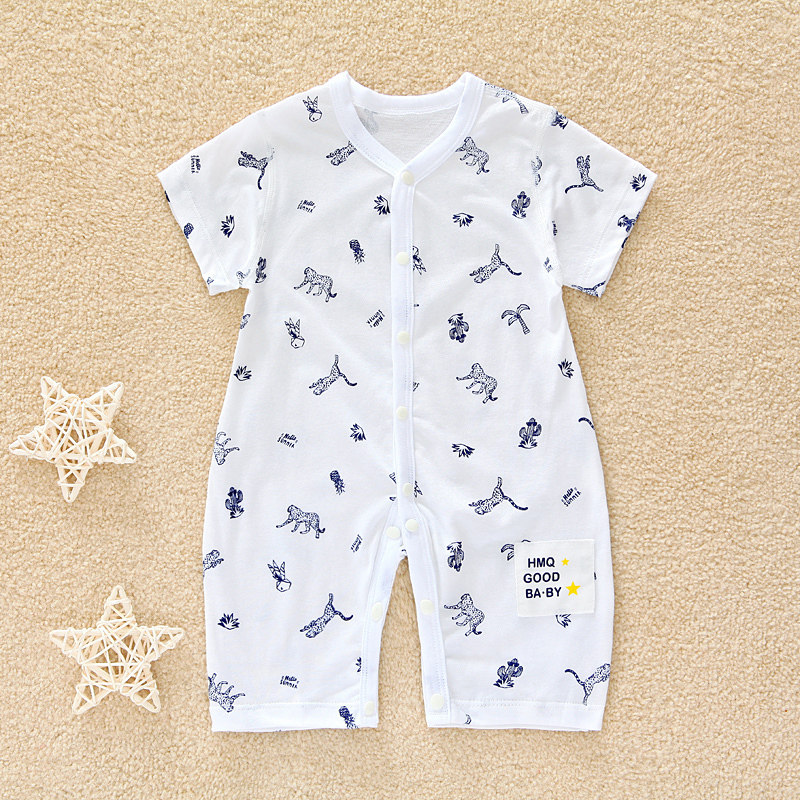 Hamic Baby Short Sleeve Khaal Newborn closed crotch Lionies Newborn Summer Climbing Suit Pure Cotton Sweaters