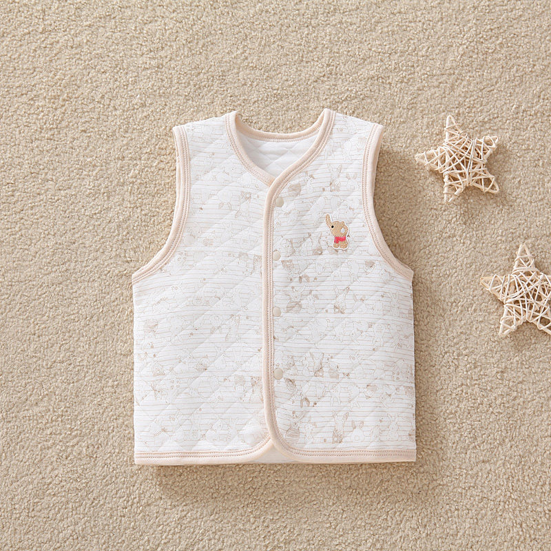 Hamic Newborn Warm Vest Autumn Winter Baby Pure Cotton Vest Toddler Baby Clips Cotton Waistcoat Wear Anti-Cool