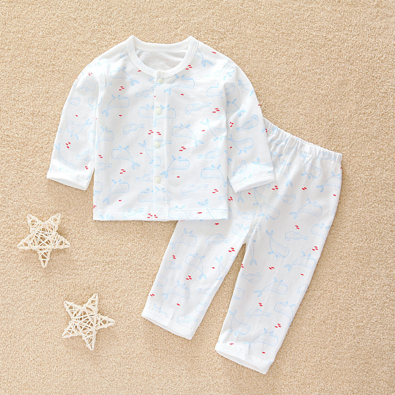 Hamic baby cotton underwear set thin section newborn baby cardigan top toddler summer air conditioning pajamas