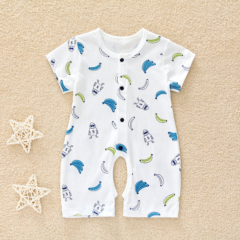 Baby Short Sleeves Hymns Summer Pure Cotton Newborn Clothes Hamic Summer Dress Male Baby Open Crotch Khaama Climbing Suit