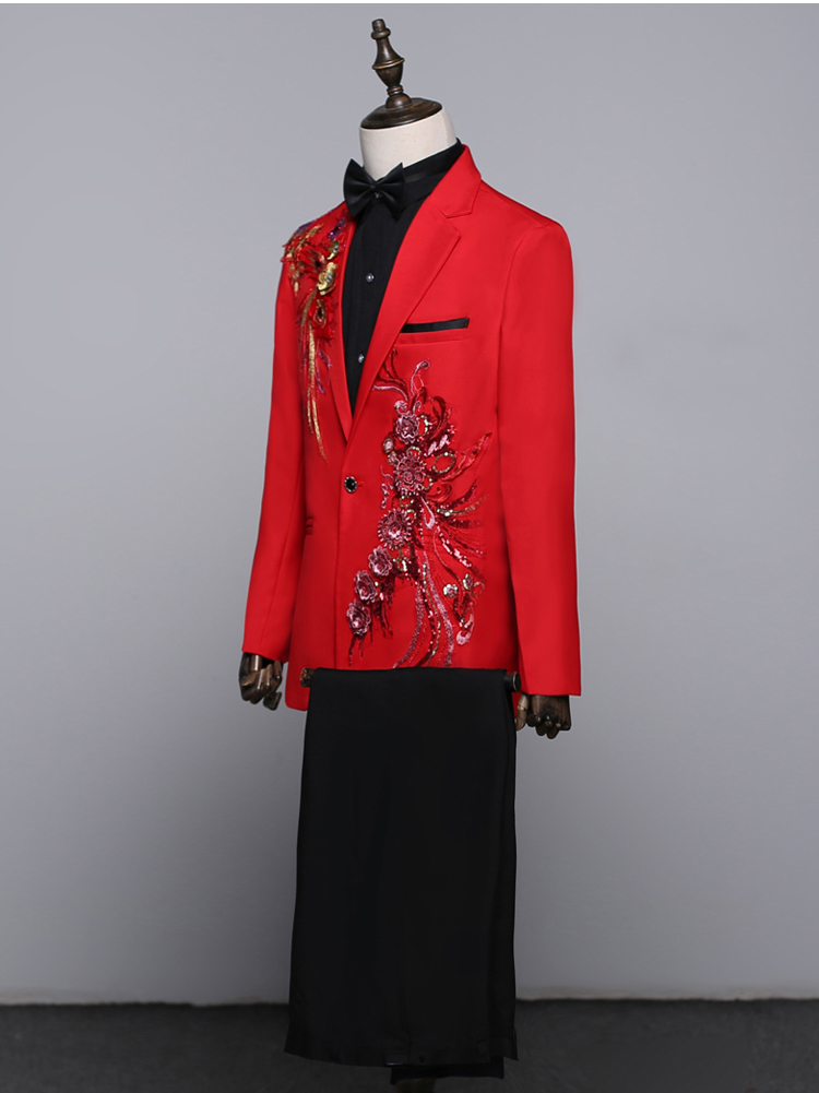 Trang phục sequin mới trang phục nam sân khấu phù hợp với phù hợp với nam chủ nhà ca sĩ trang phục vest cưới