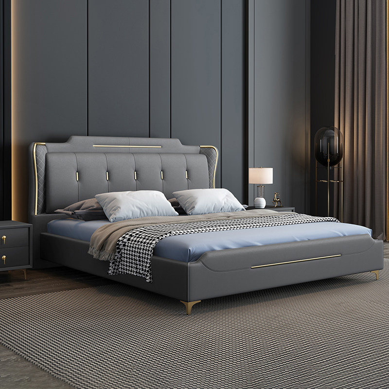 Modern light luxury technology fabric bed princess bed simple double bed 1.8 meters wedding bed Jane European style prince bed