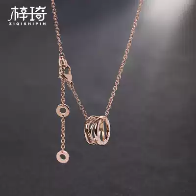 Spring necklace female plated 18K rose gold color gold clavicle chain titanium steel sweater chain chic tide net red Korean temperament