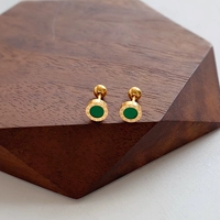 Зеленые римские номера небольшие серьги 3352