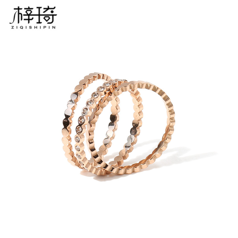 New Lukewarm Wind Combo Suit Ring Titanium Steel Food Ring Personality Tide Man Joint Ring Korea Temperament Net Red