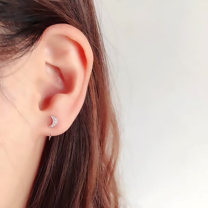 Art Qi Jewelry 18K Gold Cours Wedding Diamond Earrings Star Moon Ear Hook Earrings Diamond Earrings Jewelry Woman