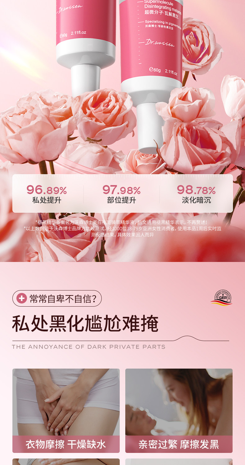 【中国直邮】沃森博士 私处润粉嫩 去黑色素私密处美白乳晕大腿屁股去黑坐印沉淀漂粉霜 60g