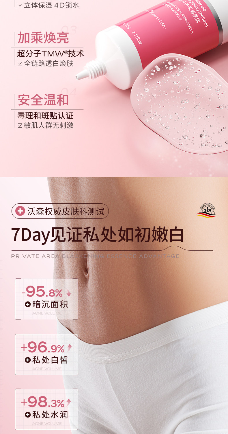 【中国直邮】沃森博士 私处润粉嫩 去黑色素私密处美白乳晕大腿屁股去黑坐印沉淀漂粉霜 60g