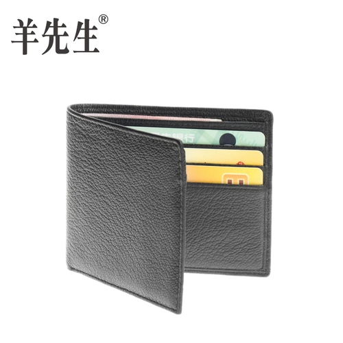 羊先生 Короткий ультратонкий маленький портативный бумажник, из натуральной кожи