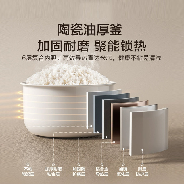 Supor Electric Rice Cooker for Home Use, Small Multifunctional Model for 2-4 People, Ceramic Oil-Coated 3L Rice Cooker, Official Flagship Store Genuine Product