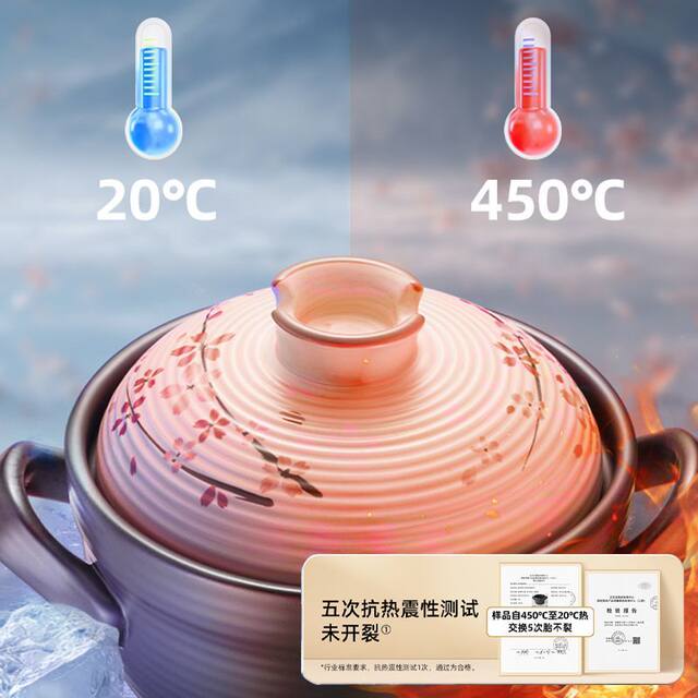 Supor Clay Pot for Home Use, Gas Stove Compatible, High Temperature Resistant, Not Easy to Crack, Ceramic Pot for Rice and Soup, Small Clay Pot