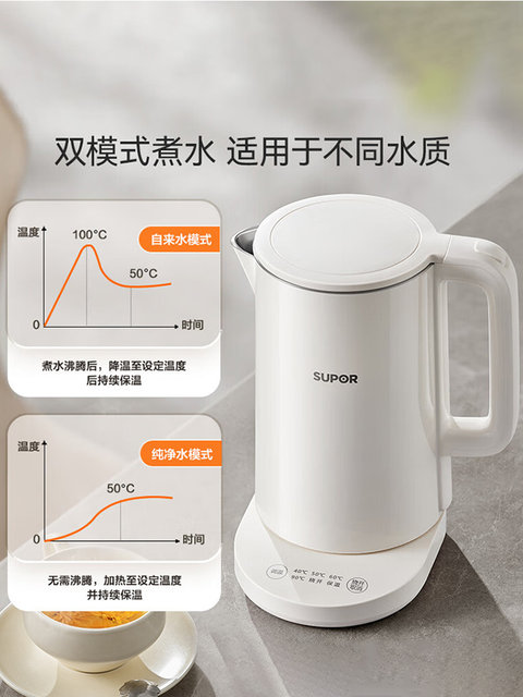 Supor Constant Temperature Smart Electric Kettle for Home Use, Large Capacity, Integrated Insulation, Fully Automatic, 2025 New Model