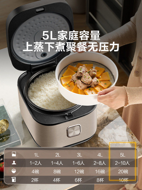 Supor Spherical Kettle Rice Cooker for Home Use, Intelligent Multifunctional 5L Wood-Fired Rice Cooker, Official Store Genuine New Model