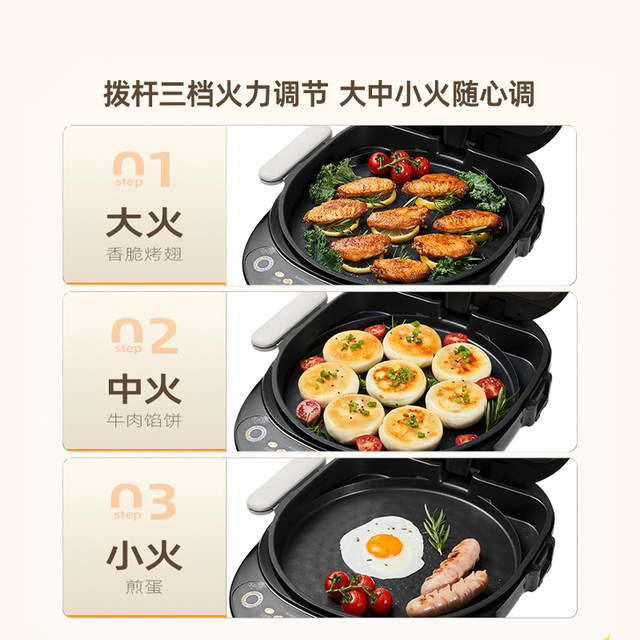 Supor Electric Griddle for Home Use, Double-Sided Heating, Detachable and Washable, 2024 New Model, Enlarged and Deepened Electric Frying Pan, Official Genuine Product