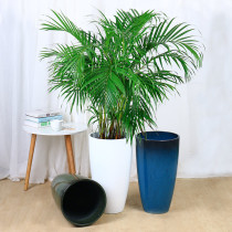 Universal glossy glazed living room decoration modern simple round resin flowerpot thickened and raised viewing planting