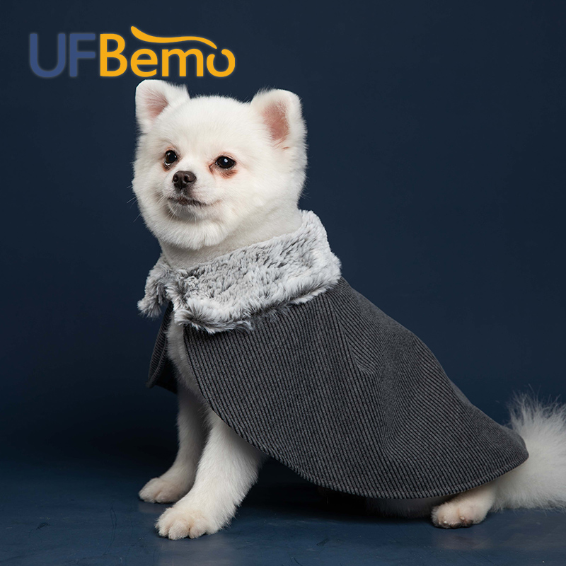 UFBemo pet dog cloak small and medium-sized dog Teddy Bixiong Bomei clothes cloak handsome fur collar coat
