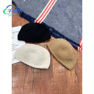 Watermelon leather hat handmade landlord hat Tide men's and women's short knitted coarse wool monk hat Yabu hat