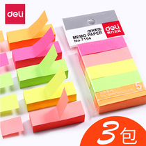 Deli color post-it note self-adhesive memo sticker Instruction sticker Classification label sticker Small bar index bookmark sticker White matter sticker Korean style small fresh long strip removable book sticker Student logo