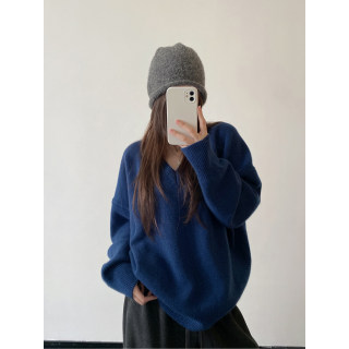Classic v-neck round neck loose knitted sweater for autumn and winter