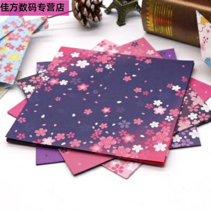 Folded handmade paper, love origami, antique printing, children's color paper card, double-sided girl's heart