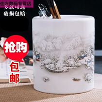 Art office supplies Chinese style retro style nostalgic ceramic pen holder large large solid color pen holder New